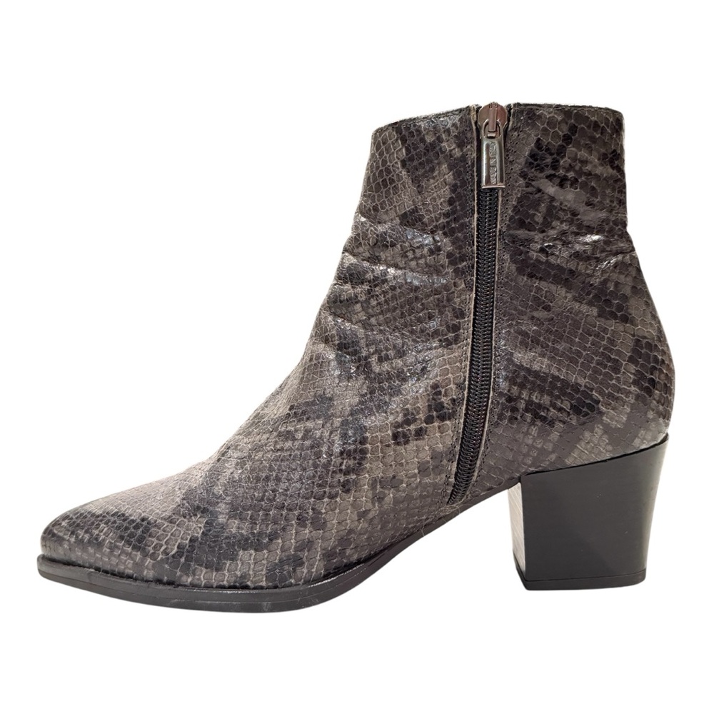 275 Central Snakeskin Ankle Booties Point Toe Women’s size 38 Grey Black - Picture 2 of 9